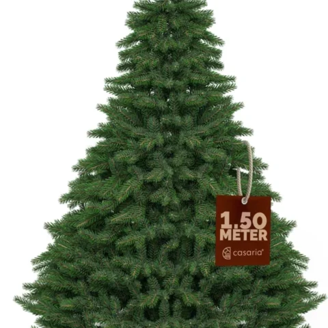 5 ft artificial fir Christmas tree with wooden stand, PE and PVC tips