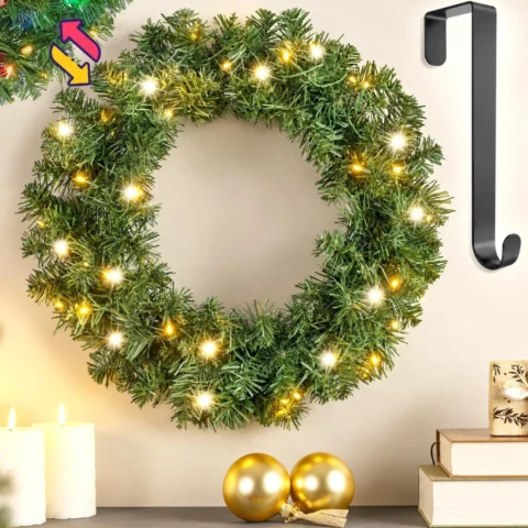 50 cm green pre-lit wreath, 40 LEDs, warm white or multicolour