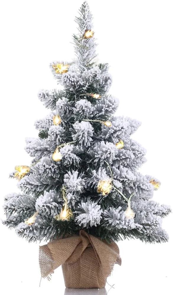 50 cm snow flocked mini Christmas tree, 70 tips, warm white LEDs