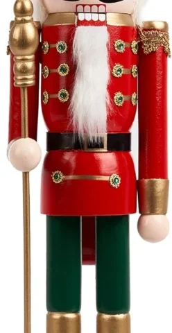 50 cm solid wood nutcracker soldier in a red coat
