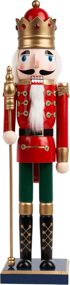 50 cm solid wood nutcracker soldier in a red coat