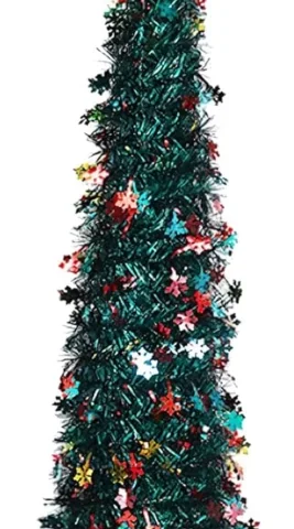 5ft dark green sequin pop-up Christmas tree, unlit, 4-leg stand