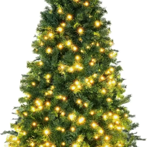 5ft slim pre-lit Christmas tree, 300 warm white LEDs, 8 modes