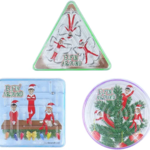 6 mini elf maze puzzles in cardstock, stocking fillers, 6 cm
