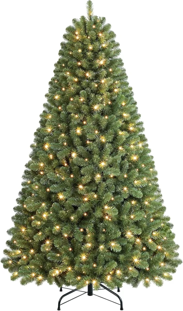 6ft pre-lit Christmas tree, 350 LEDs in warm white or multicolour