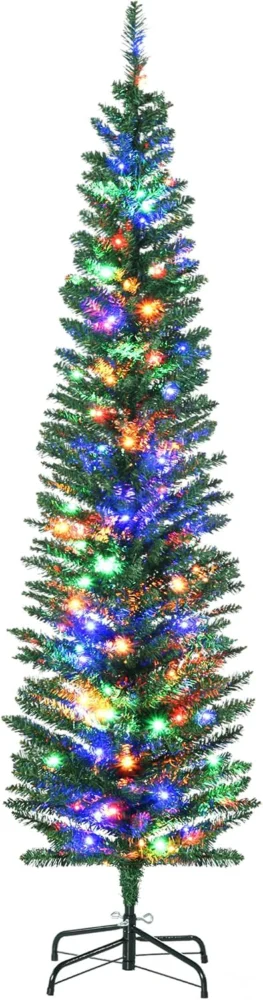 6ft pre-lit Christmas tree, 50 cm wide, 150 multicolour LEDs