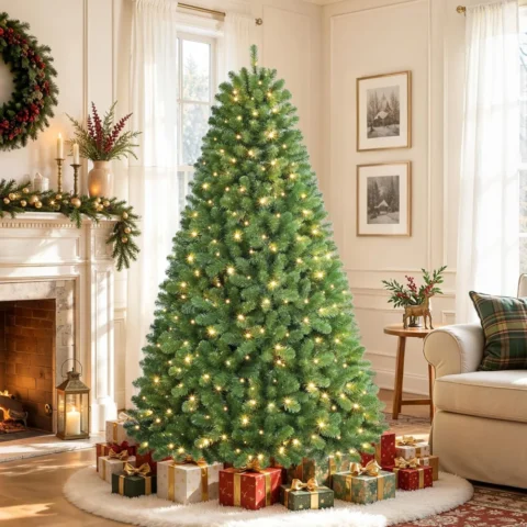 6ft pre-lit Christmas tree, 778 tips, 200 warm white LEDs, dimmable