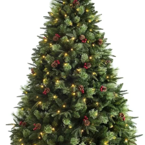 6ft pre-lit Christmas tree with berries, pinecones and 210 warm LEDs