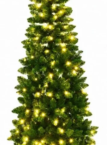 6ft slim pencil Christmas tree, 180 warm white LEDs, 430 tips