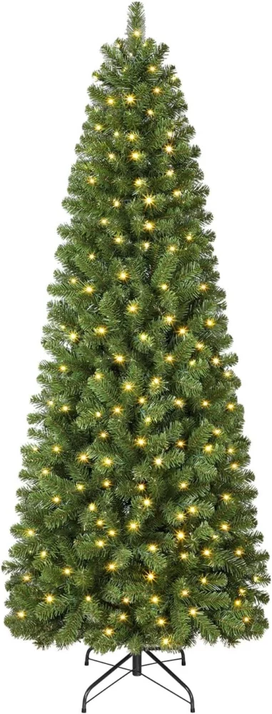 6ft slim pencil Christmas tree, 529 tips, 180 warm white lights