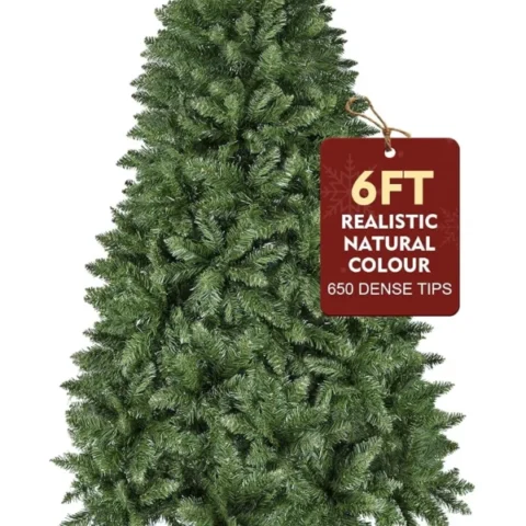 6ft unlit Christmas tree, 650 flat and pointed tips, 1.2 m skirt