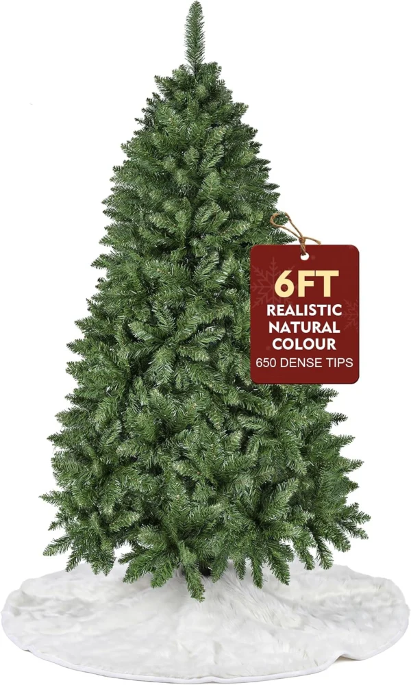 6ft unlit Christmas tree, 650 flat and pointed tips, 1.2 m skirt