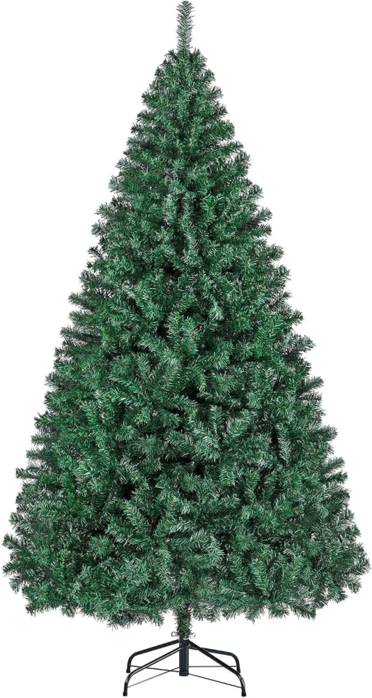 7 ft unlit hinged spruce Christmas tree, 1446 tips, green, with stand