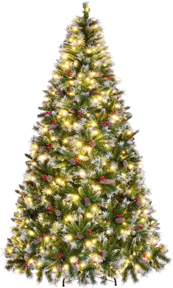 7ft pre-lit frosted Christmas tree, 80 pinecones, 400 warm LEDs
