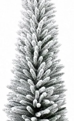 7ft snow flocked slim pencil Christmas tree, 625 pointed tips, unlit