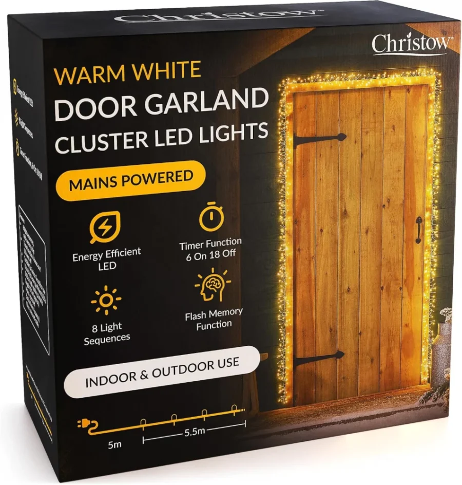 800 micro LED cluster light door garland, 5.5 m, warm white, mains