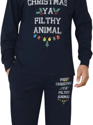 A2Z navy Ya Filthy Animal Christmas pyjamas, soft cotton, S to 2XL