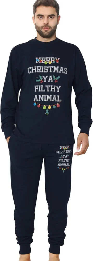A2Z navy Ya Filthy Animal Christmas pyjamas, soft cotton, S to 2XL