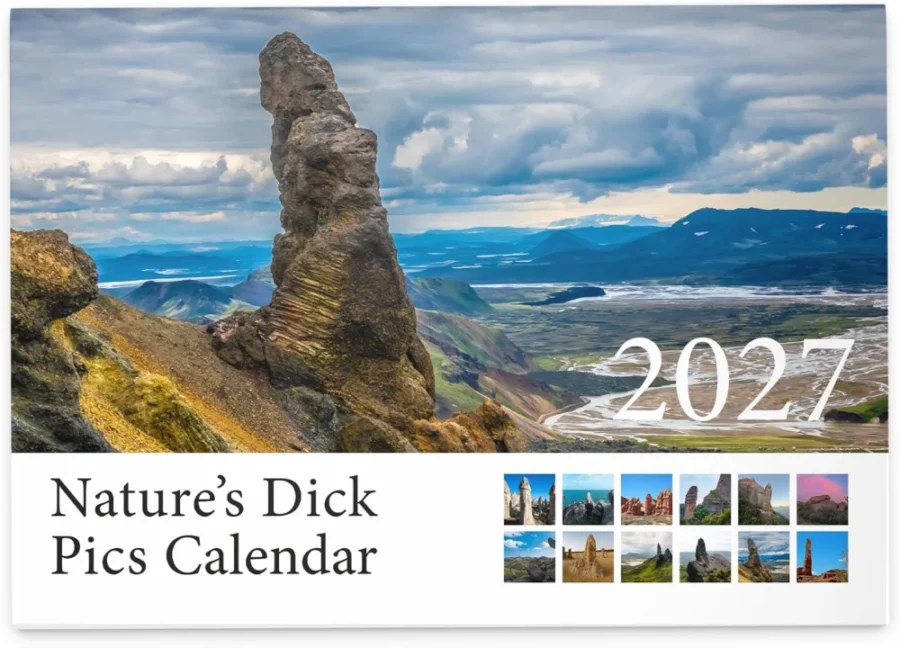 A3 2027 wall calendar of rude-looking rock formations, joke gift