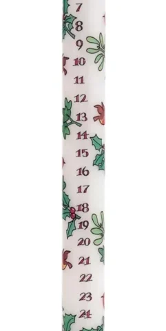 Advent dinner candle numbered 1 to 24, Holly and the Ivy design