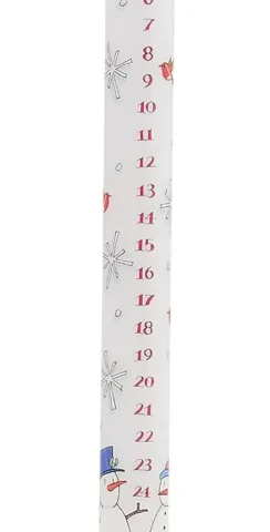Advent dinner candle numbered 1 to 24, snowmen and robins design