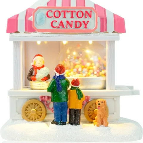 Animated candy floss stall for a Christmas village, warm white LED
