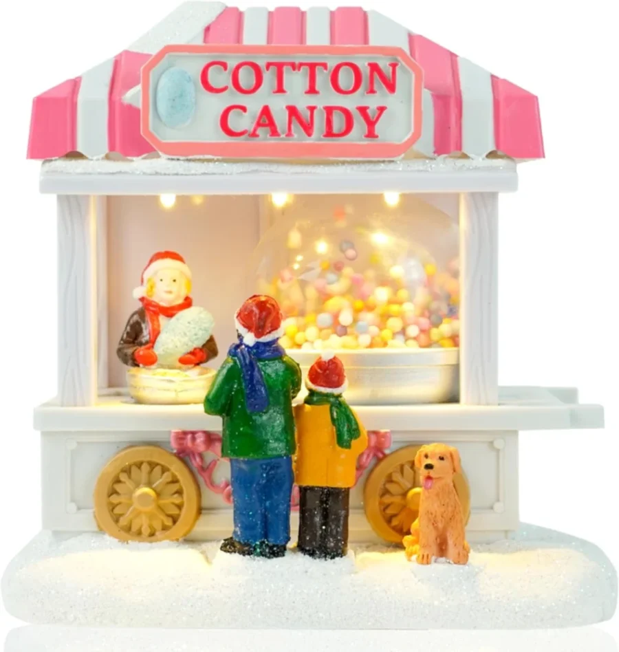 Animated candy floss stall for a Christmas village, warm white LED