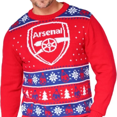 Arsenal FC Christmas jumper for men and teenagers, sizes M to 3XL