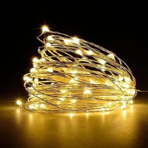 Battery fairy lights on bendable copper wire, 50 LEDs, 5 m