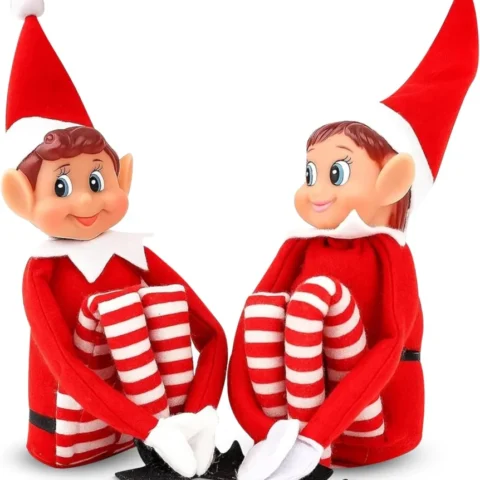 Boy and girl elf couple, 30 cm, bendable, with hook-and-loop hands