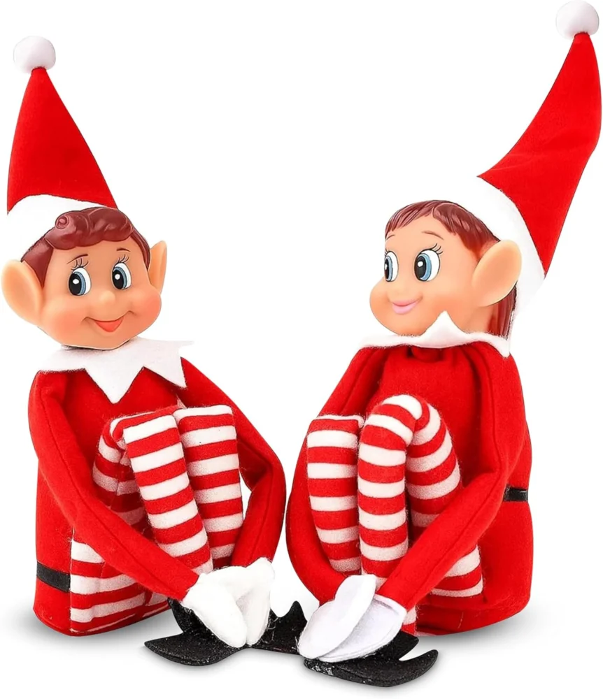 Boy and girl elf couple, 30 cm, bendable, with hook-and-loop hands