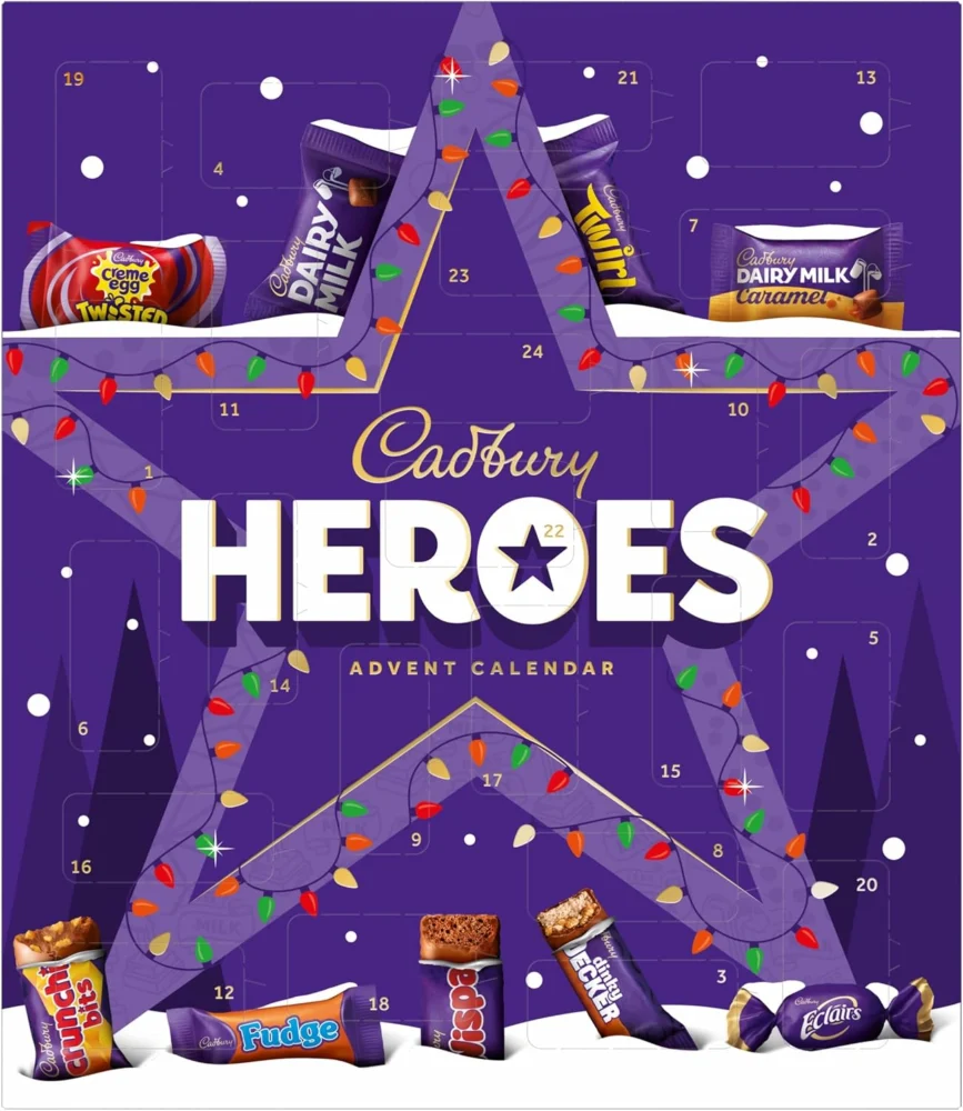 Cadbury Heroes advent calendar, 24 mini milk chocolate bars, 230 g