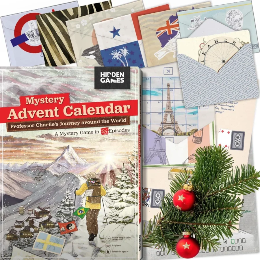 Charlie’s World Tour puzzle advent calendar with 24 envelopes