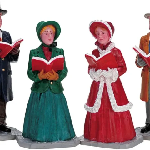 Christmas Harmony set of 4 resin village pieces, matte finish