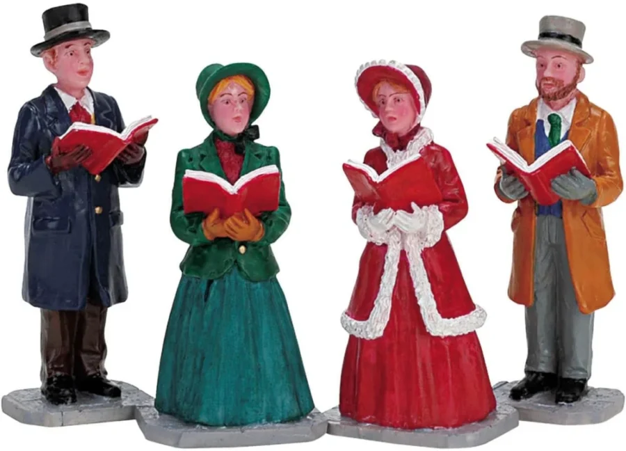 Christmas Harmony set of 4 resin village pieces, matte finish