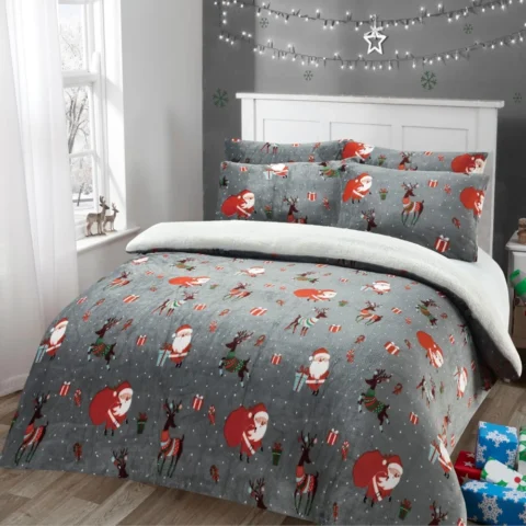 Christmas presents teddy fleece double duvet cover set