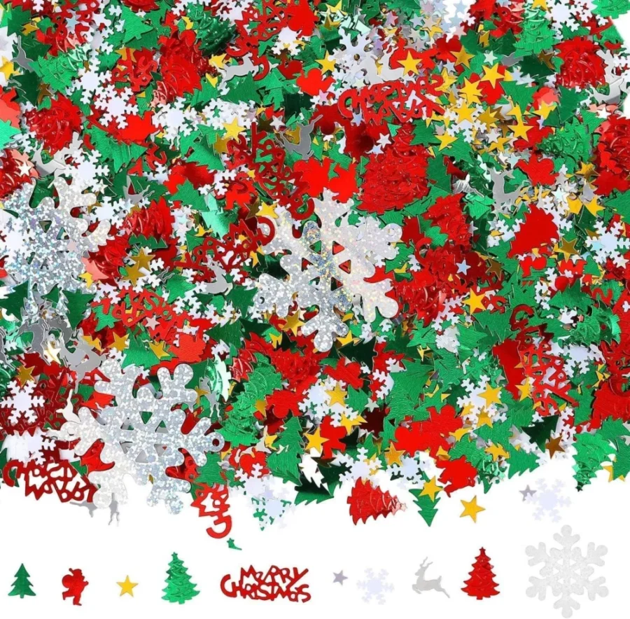 Christmas table confetti, 4,800 pieces in mixed shapes, 100 g