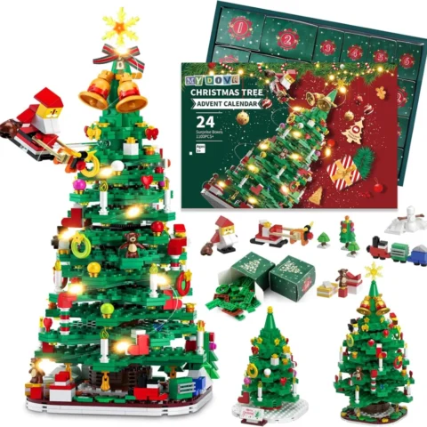 Christmas tree building set advent calendar, 24 boxes, 1,100 pieces