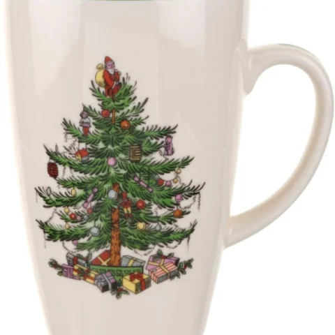 Christmas tree latte mug in stoneware, 650 ml, 15.2 cm tall