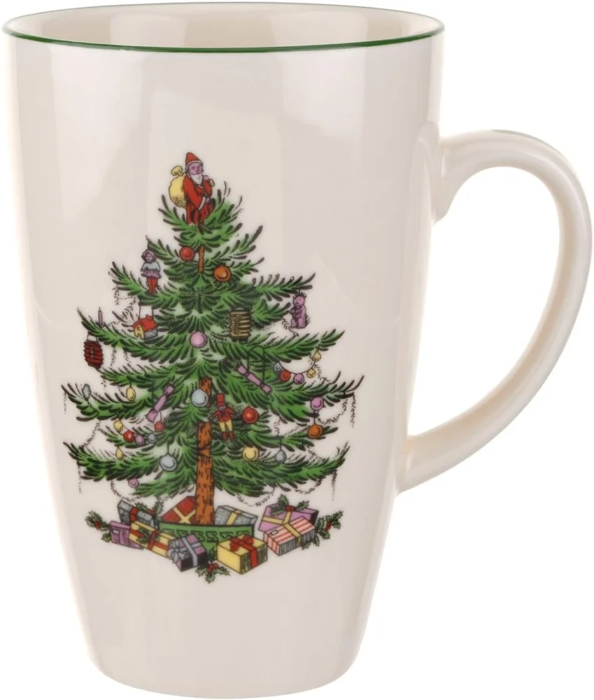 Christmas tree latte mug in stoneware, 650 ml, 15.2 cm tall