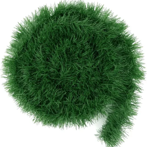 Chunky green garland, 50 ft (15 m), 9 cm wide, PVC, cut to length