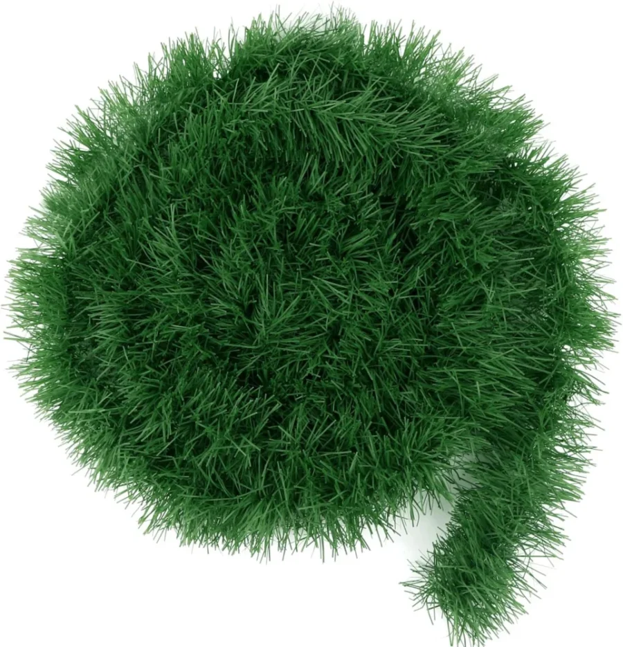 Chunky green garland, 50 ft (15 m), 9 cm wide, PVC, cut to length