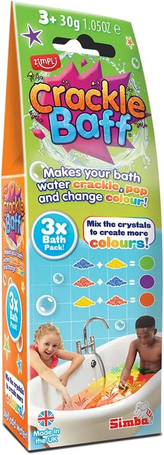 Colour-changing crackling bath packs for kids, 3 in a box