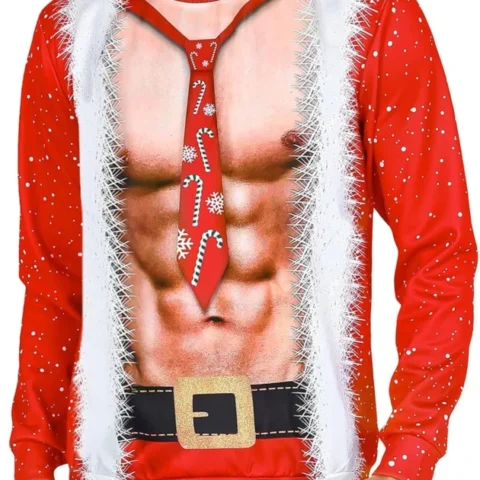 COSAVOROCK men’s 3D print ugly Christmas sweatshirt