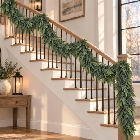 Cypress and pine garland, 9 ft (270 cm), with hanging loop