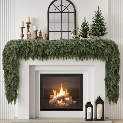 Cypress garland, 9 ft (270 cm), 150 branches, top hanging loop