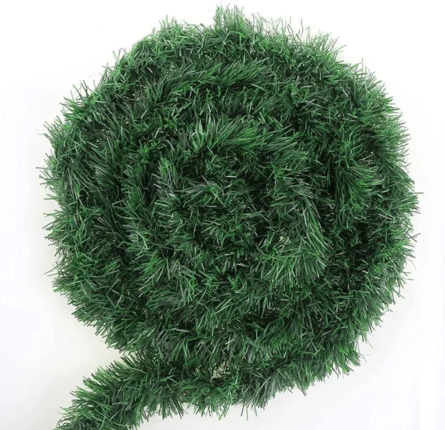 Dark green bushy garland, 50 ft (15.5 m), 9 cm wide, no metal core