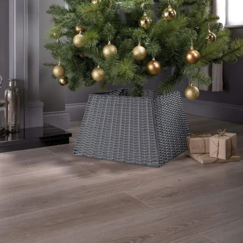 Dark willow rattan tree skirt, grey, square, 45 cm base, 30 cm high