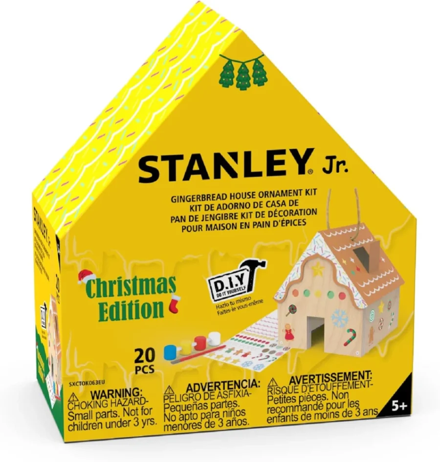 Easy-build wooden gingerbread house kit with decorations, ages 5+
