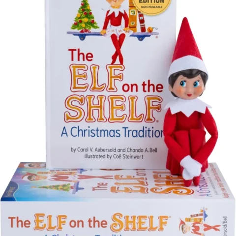 Elf on the Shelf box set, girl Scout Elf with blue eyes and storybook